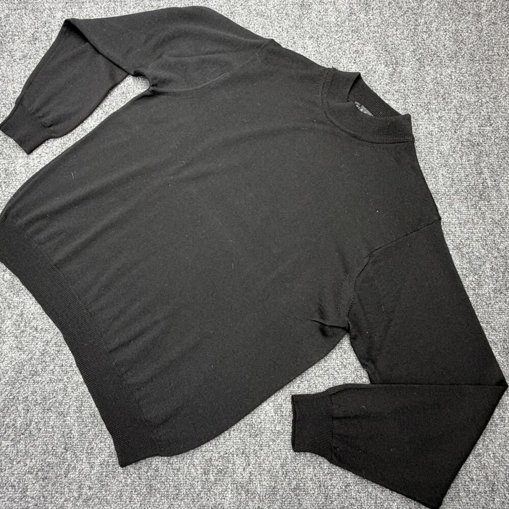 Giasone Mens L Black 100% Merino Wool Mock Neck Sweater Made Italy